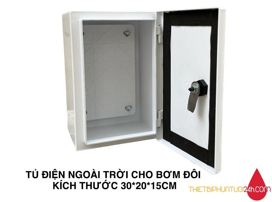 Tủ điện ngoài trời chống nước chất liệu nhựa ABS kích thước 30x20x15cm chuyên dụng lắp bơm đôi mini 12v